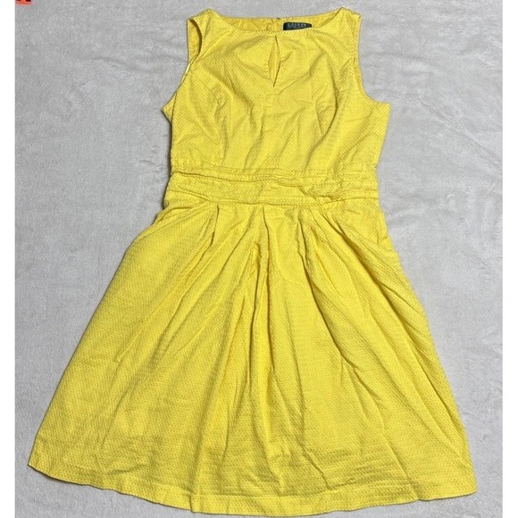 Lauren Ralph Lauren Dresses & Skirts - Lauren‎ Ralph Lauren Dress Womens 10 Yellow Key Hole Sleeveless Zip Back Pockets